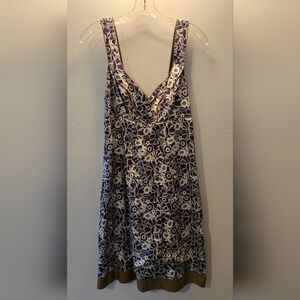 Purple Floral Banana Republic Dress Silk Summer 10